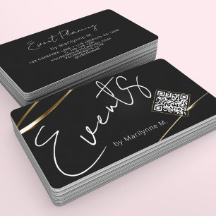 Event Planning Modern Black Business Card