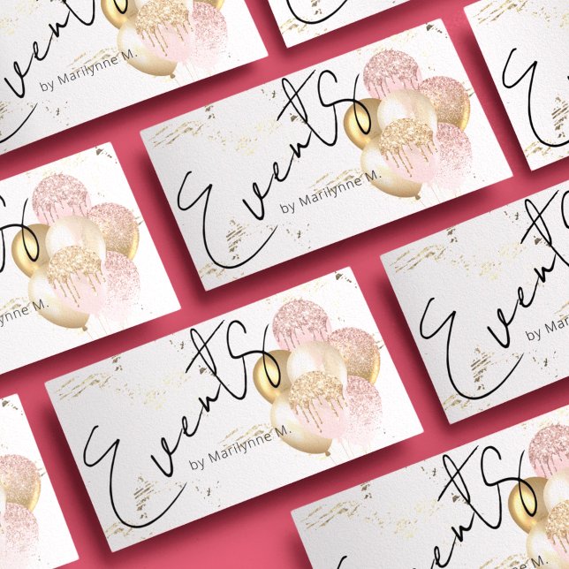 Event Planning Modern Glitter Balloons Business Card (Creator Uploaded)