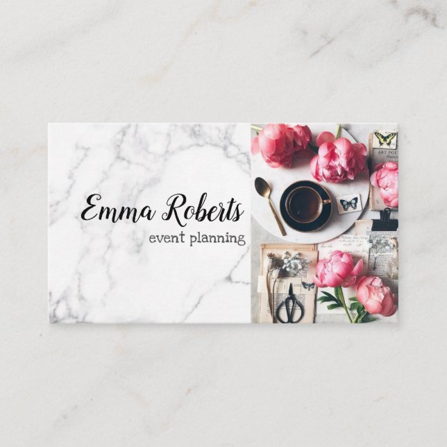 Event Planning Vintage Floral Pattern Business Card (Front)
