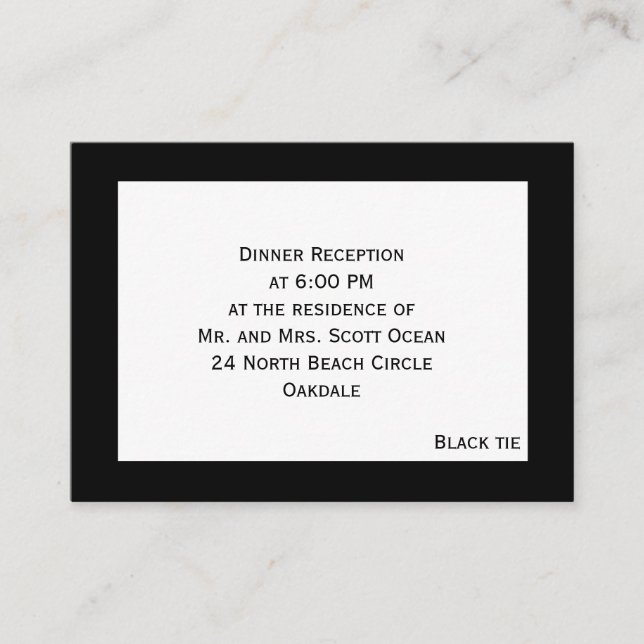 Event Reception Black Tie Enclosure Card (Front)