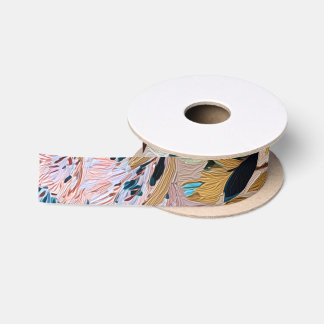 Event Ribbon | Blue & Gold Botanical Celebration W Satin Ribbon