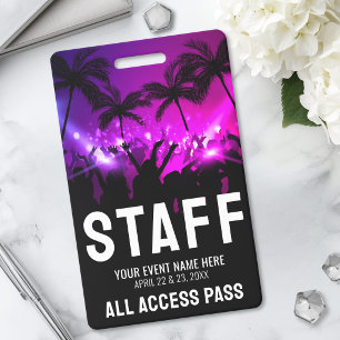 Event Staff Backstage Pass ID Badge
