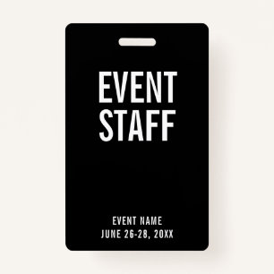 Event Staff Black All Access Pass ID Badge