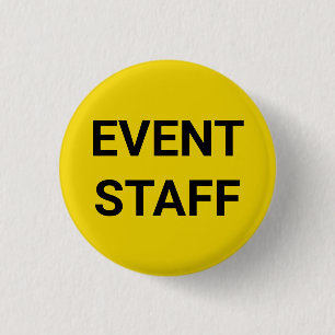 Event Staff black & yellow custom text pin button