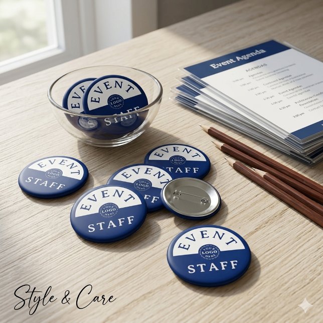 Event Staff Custom Navy Unique Stylish  6 Cm Round Badge (Event Staff Custom Navy Unique Stylish Button)