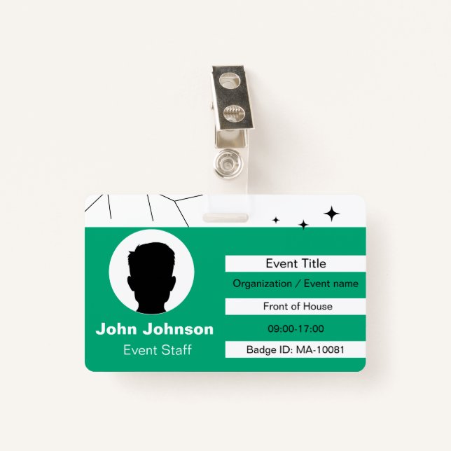 Event Staff ID Badge (Front with Clip)