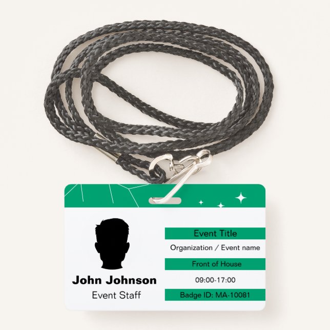 Event Staff ID Badge (Front with Lanyard)