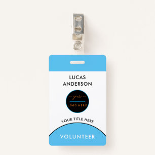 Event Staff Modern Name Badge Custom Logo Black ID Badge