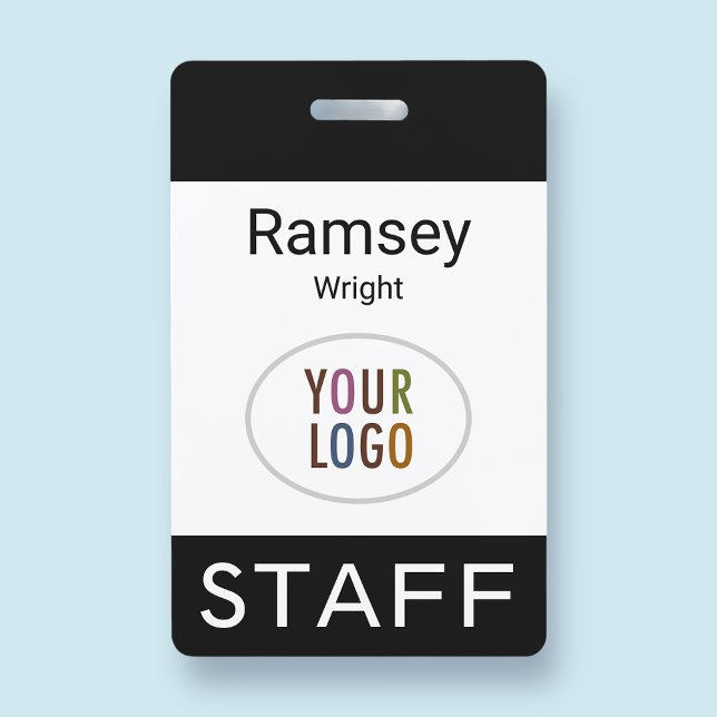 Event Staff Modern Name Badge Custom Logo Black ID Badge (MISOOK Event Staff Lanyard Name Badge Black)