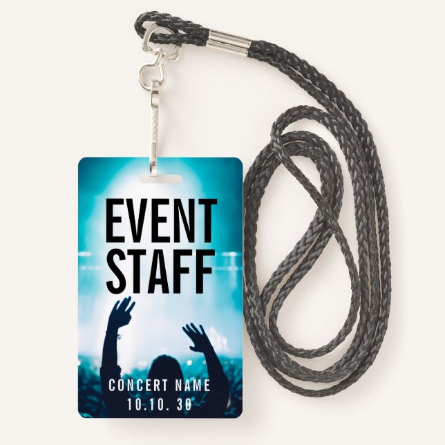 Event Staff Photo Custom Name Concert ID Badge (Back with Lanyard)