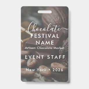 Event Staff Photo Qr Code Chocolate Festival Name ID Badge