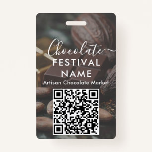 Event Staff Photo Qr Code Chocolate Festival Name ID Badge