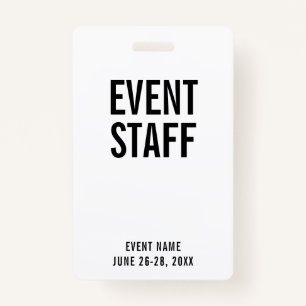 Event Staff White All Access Pass ID Badge