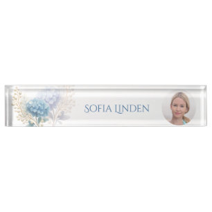 Event Stylist Powder Blue Hydrangea Watercolor Nameplate