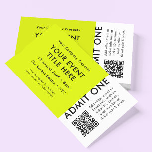 Event Ticket   Lime Green QR Code Concert Ticket