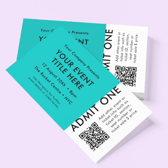 Event Ticket | Teal Minimal QR Code Concert Ticket (Creator Uploaded)