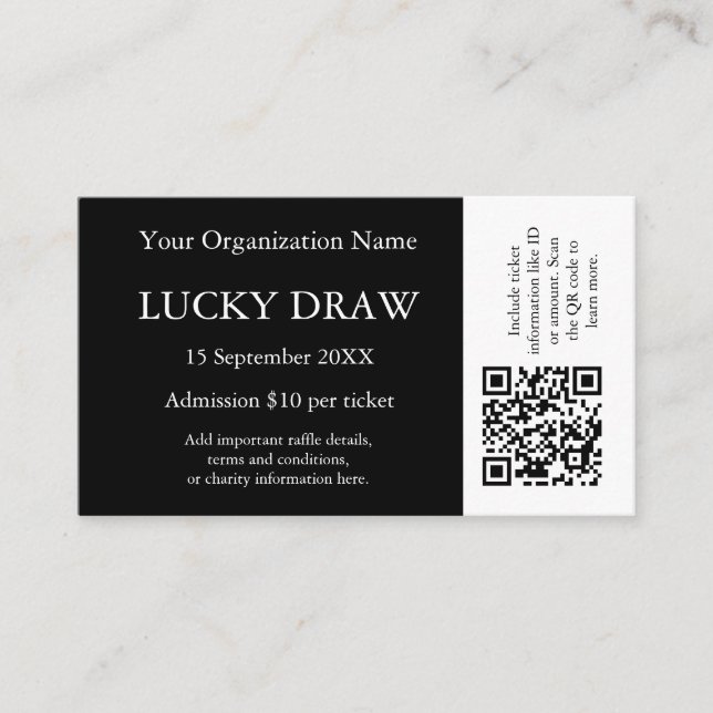 Event Tickets Personalised QR Code Design (Front)