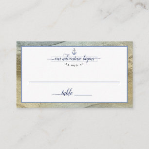 Event Wedding #Nautical Blue & Gold #Anchor Place Card
