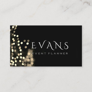 Event Wedding Planner Black Gold Lights Blogger Appointment Card