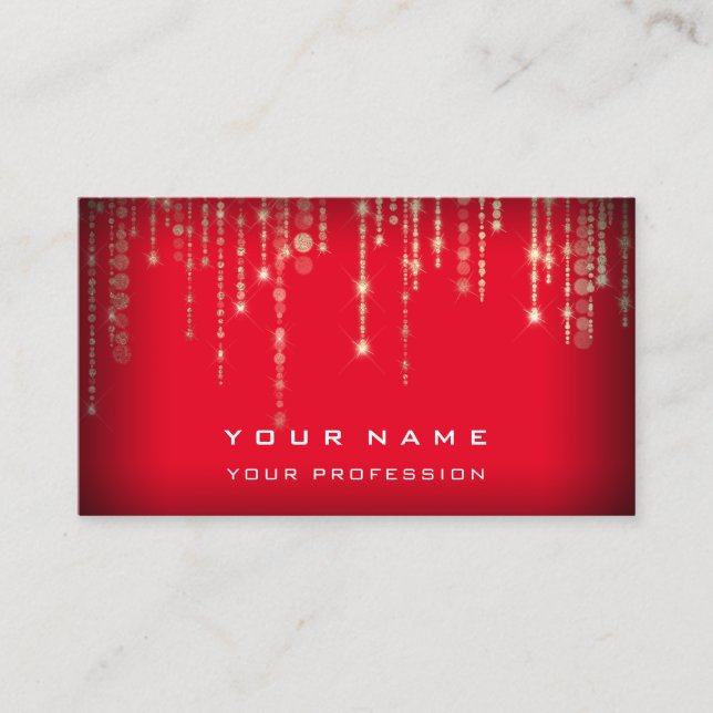 Event Wedding Planner Black White Red Gold Strings Business Card (Front)