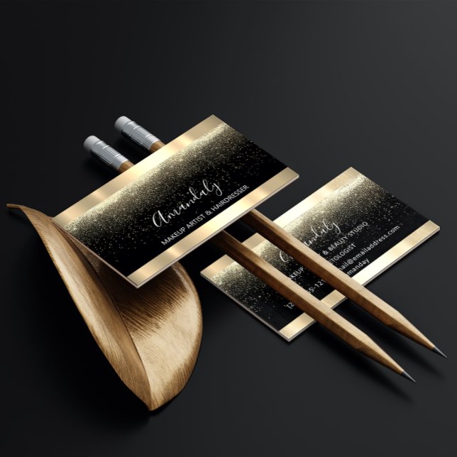 Event Wedding Planner Makeup Artist Black Gold VIP Business Card (Creator Uploaded)