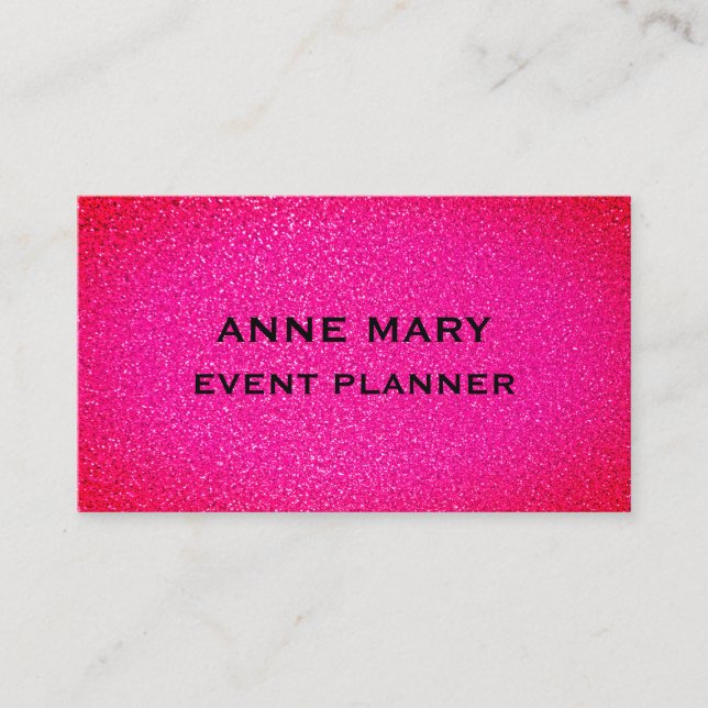 Event Wedding Planner Pink Purple Glitter Girly Business Card (Front)