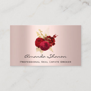Event Wedding Planner Red Gold Roses Logo QR CODE Business Card