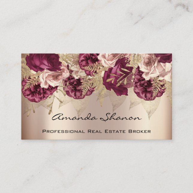Event Wedding Planner Roses Marsala Logo QR CODE  Business Card (Front)