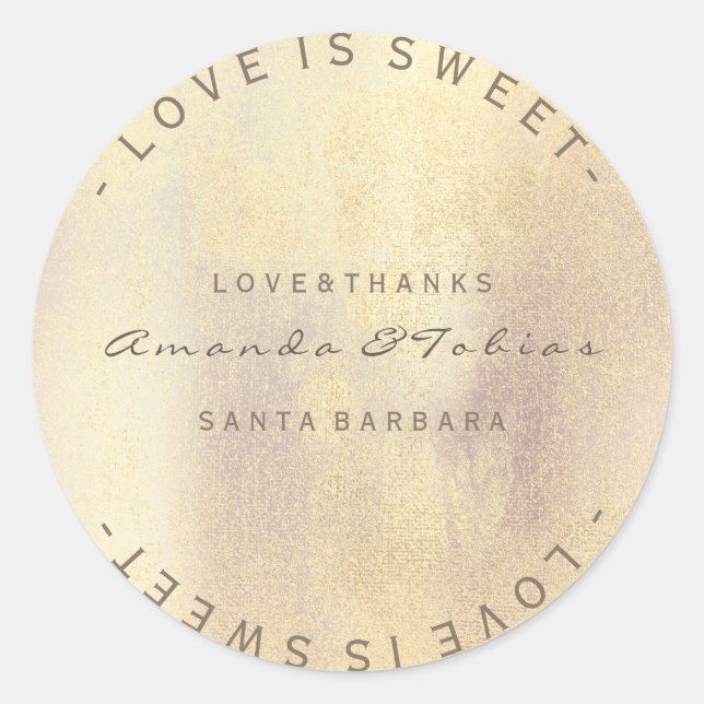 Event Wedding Thanks Pink Rose Gold Glass Faux Classic Round Sticker (Front)