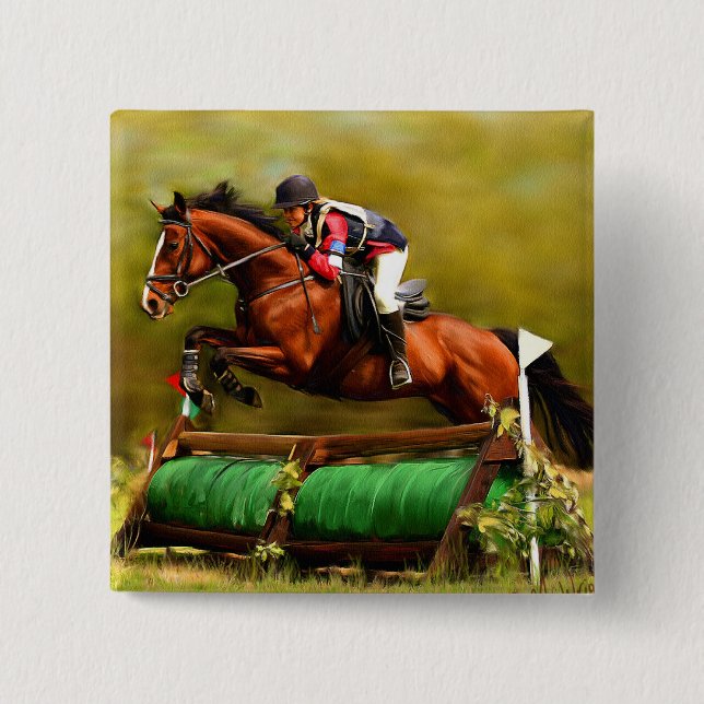 Eventer - Horse Art 15 Cm Square Badge (Front)