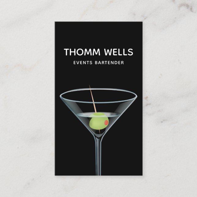 Events Bartender Martini Business Card (Front)