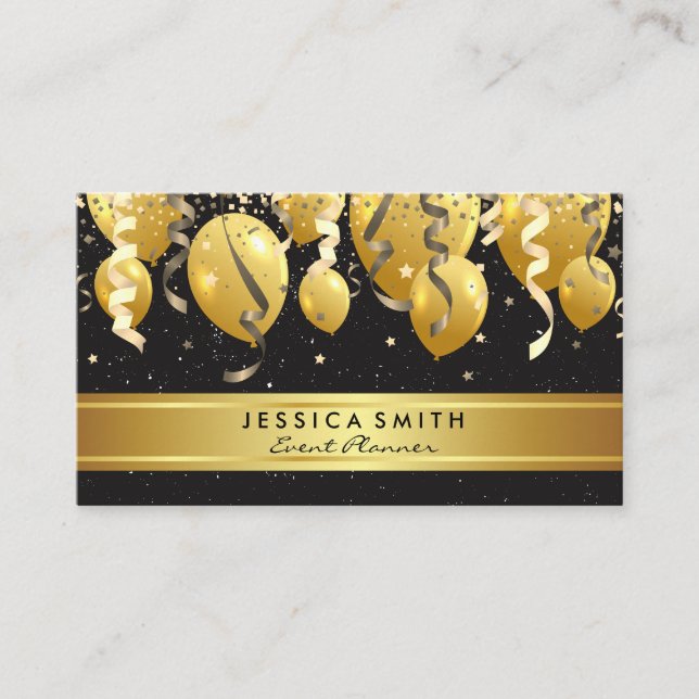 Events Party Balloons and Confetti Business Card (Front)
