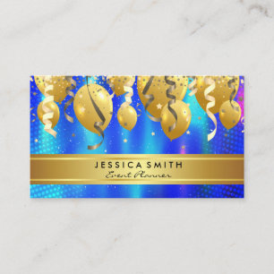 Events Party Balloons   Confetti Blue Abstract Business Card
