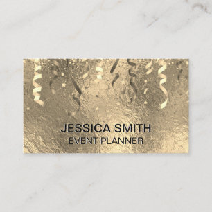 Events Party Popper and Confetti Gold Foil Business Card