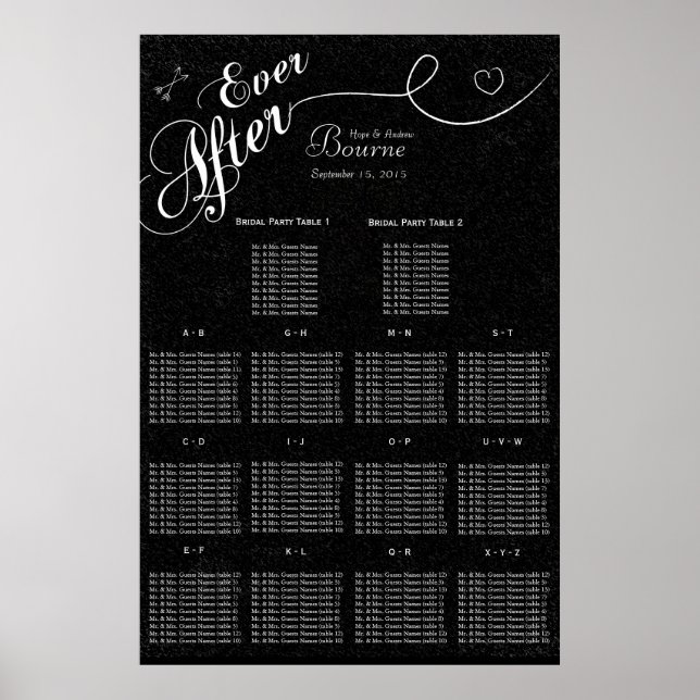 Ever After Black Fairy Tale Seating Chart (Front)