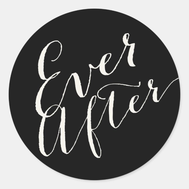 Ever After Calligraphy Script Wedding Stickers (Front)