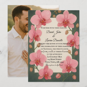 Ever After Orchid Photo Wedding Invitation