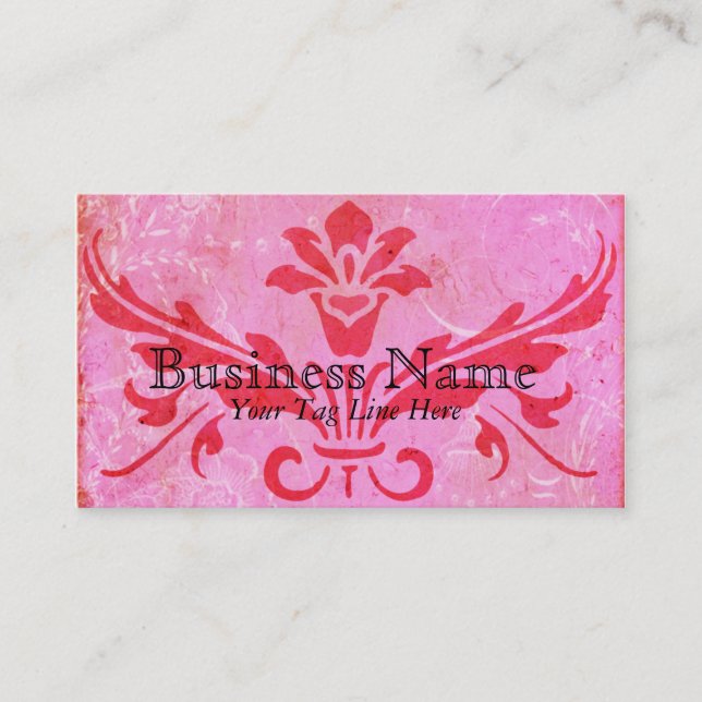 Ever After Pink Damask & Toile Business Cards (Front)