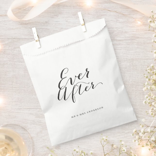 Ever After Script Chic Calligraphy Name Wedding Favour Bag (Clipped)