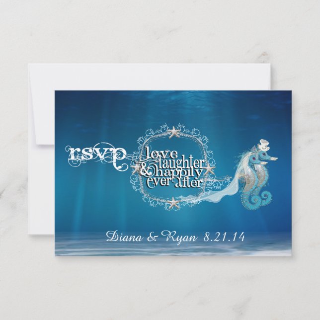 Ever After Seahorse RSVP Card (Front)