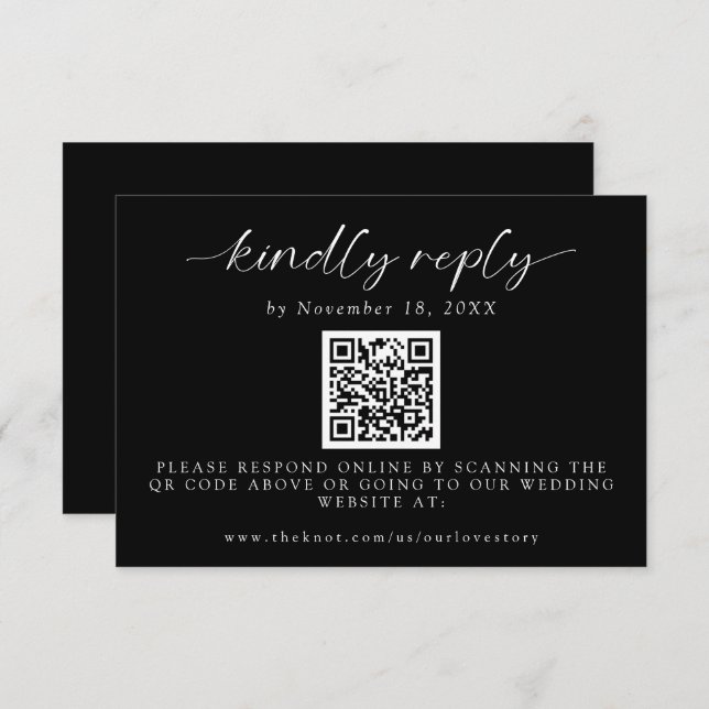 Ever After Wedding Minimal QR Code Kindly Reply  R RSVP Card (Front/Back)