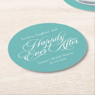 Ever After Wedding Rehearsal Engagement Shower Round Paper Coaster