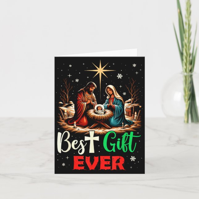 Ever Christmas Cool Jesus Nativity Scene Christian Card (Front)