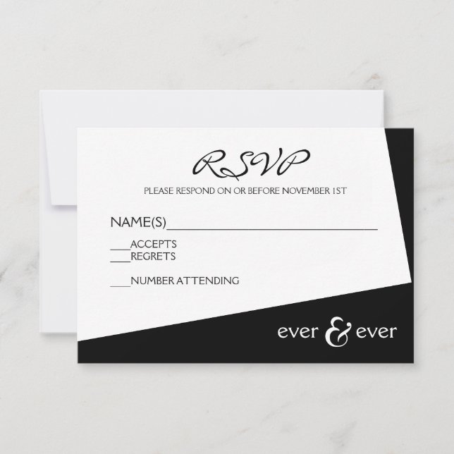Ever & Ever Black & White Angle - RSVP Card (Front)