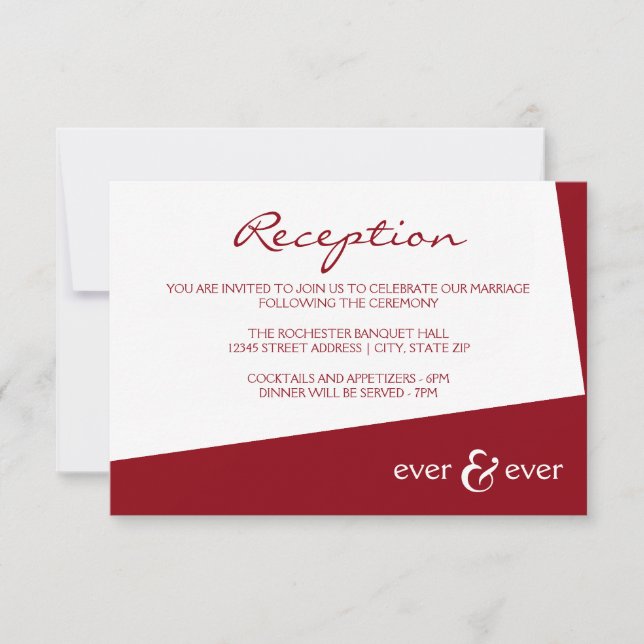 Ever & Ever Burgundy Angle - Reception Invitation (Front)