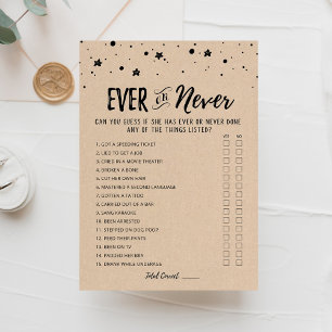 Ever or Never Editable Bridal Shower game Card