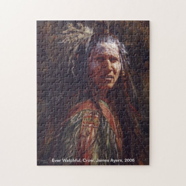 Ever Watchful, Native American warrior puzzle (Vertical)