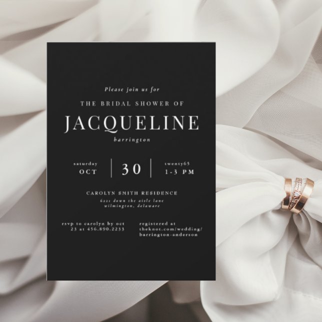 Ever Yours B/W Elegant Bridal Shower  Invitation (Creator Uploaded)