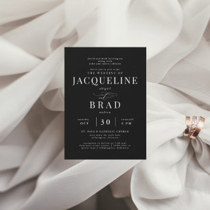 Ever Yours Black Elegant 2 Venue Parents Wedding Invitation