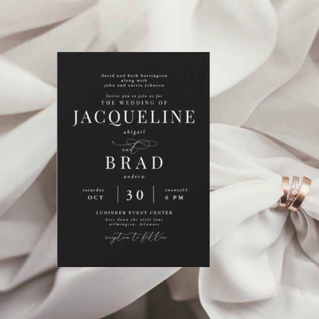 Ever Yours Black Elegant Parents Wedding Invitation (Creator Uploaded)